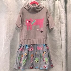 Lourdes Chic Spain Paper Kitty Sweater Dress Sz 10 EUC